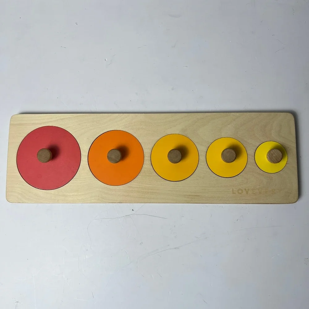 Lovevery Friends of All Sizes Puzzle Toddler OS Tan Wood Montessori Educational